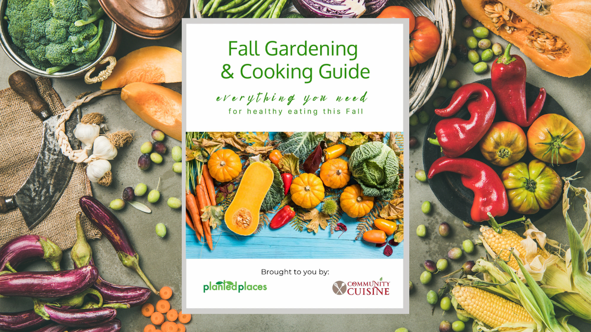 picture of fall vegetables and features a cover page of a garden & cooking guide.