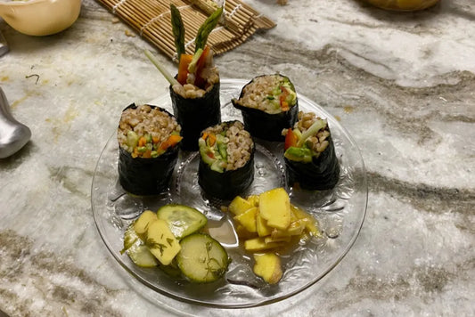 vegan sushi in a plate