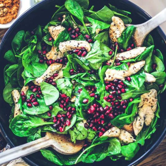 spinach chicken pomegranate salad