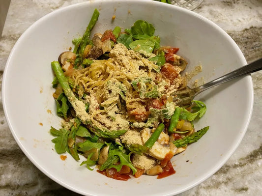 Quick Vegan Spaghetti Squash Pasta on Bowl