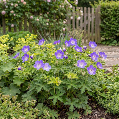 Rozanne Hybrid Crane's Bill mounds and clumps, spreading over two feet wide as cover or a container spiller