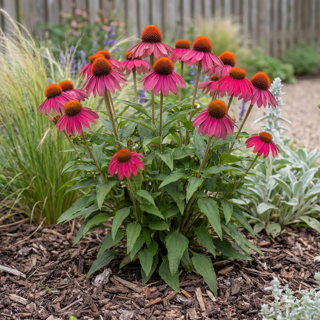 Rose Coneflower suits sunny borders, edging, and patio containers, repeating its rose-pink bloom