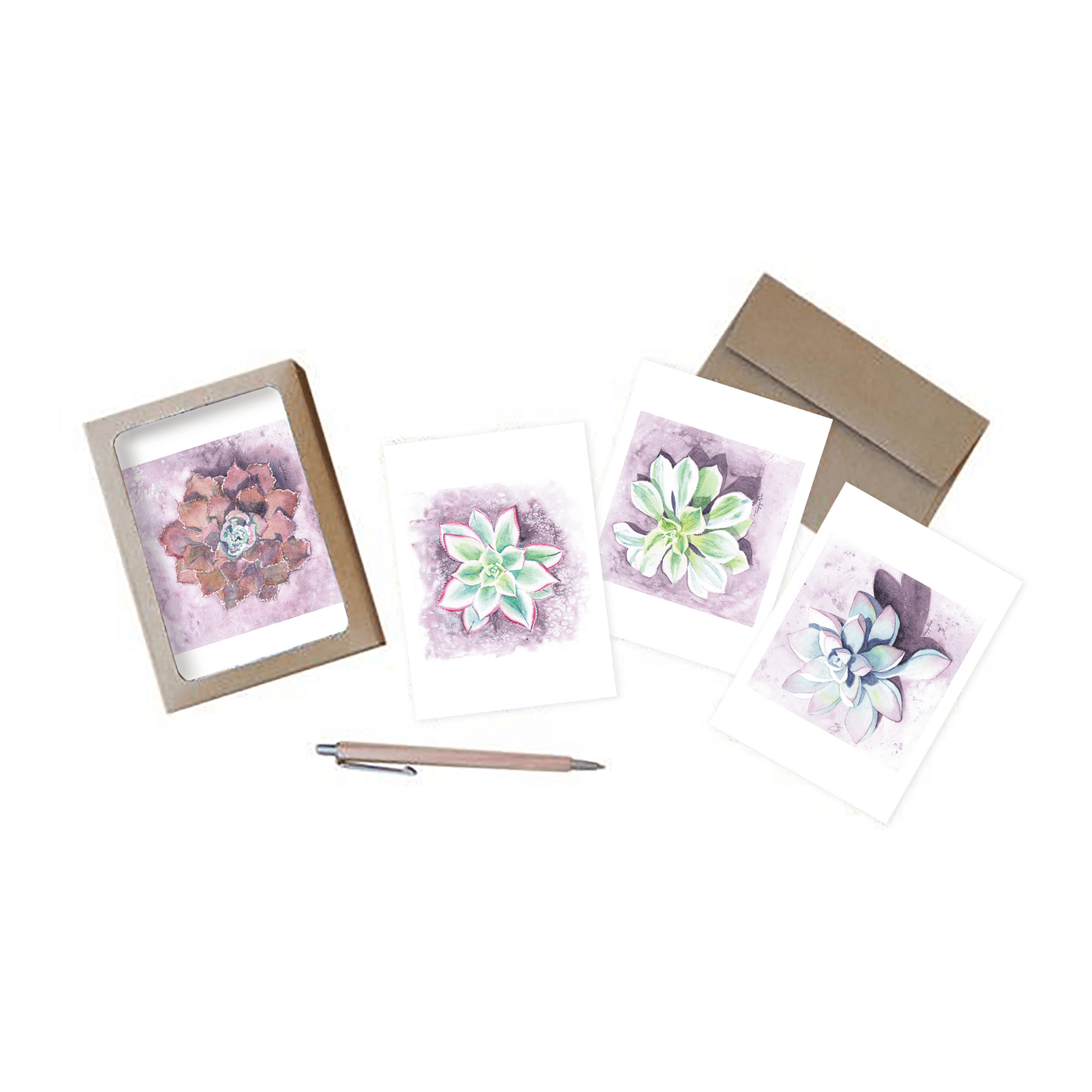 Succulent Notecard Set - 10 cards (2 x 5 designs)