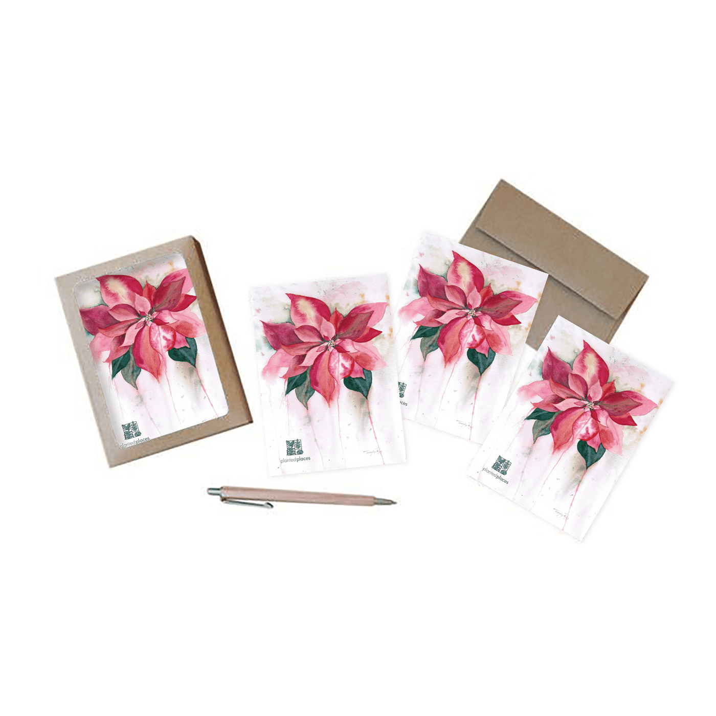 Poinsettia Notecard Set - 10 cards (1 design)