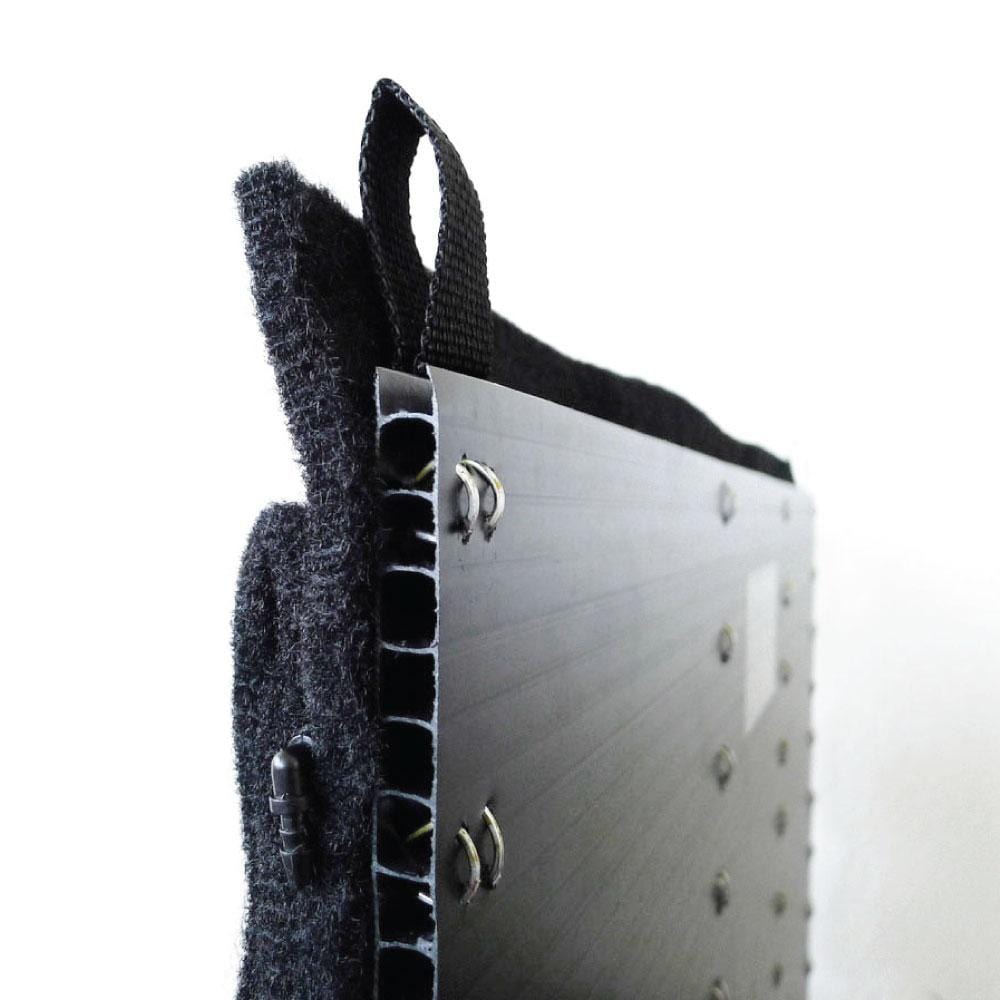 Close view of felt pocket planter construction